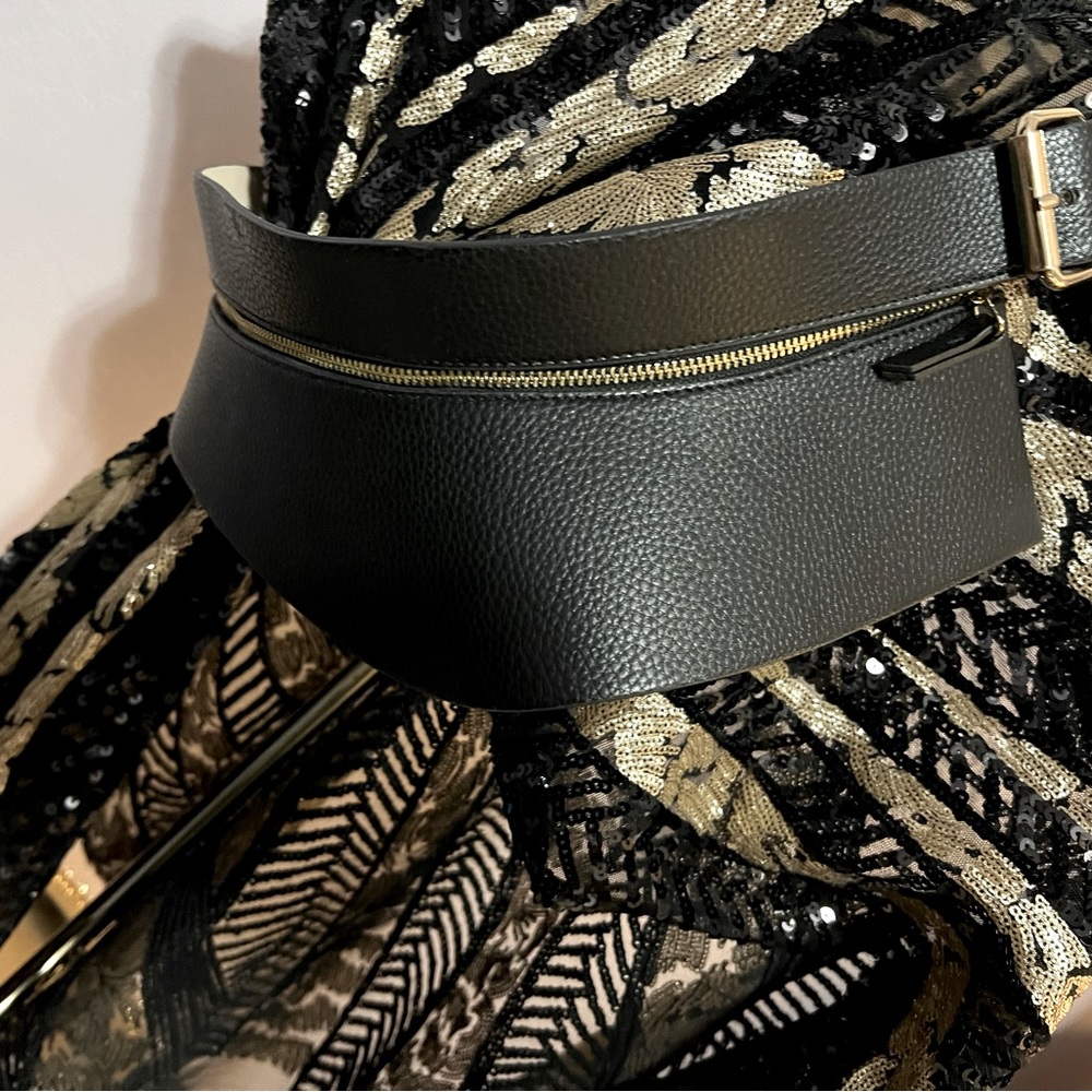 BCBG wide waist belt with a gold zipper